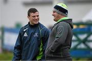 25 November 2014; Connacht's Robbie Henshaw, left, and Nathan White sit out squad training ahead of their Guinness PRO12, Round 9, game against Scarlets on Saturday. Connacht Rugby Squad Training, The Sportsground, Galway. Picture credit: Diarmuid Greene / SPORTSFILE