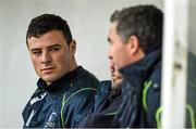 25 November 2014; Connacht's Robbie Henshaw sits out squad training ahead of their Guinness PRO12, Round 9, game against Scarlets on Saturday. Connacht Rugby Squad Training, The Sportsground, Galway. Picture credit: Diarmuid Greene / SPORTSFILE