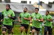 25 November 2014; Connacht players, from left to right, Eoin McKeon, Rodney Ah You, Ronan Loughney and Bundee Aki during squad training ahead of their Guinness PRO12, Round 9, game against Scarlets on Saturday. Connacht Rugby Squad Training, The Sportsground, Galway. Picture credit: Diarmuid Greene / SPORTSFILE