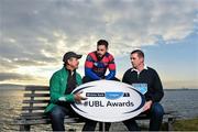 26 November 2014; Ireland assistant coach, Les Kiss, was joined by previous award winner, Mick McGrath from Clontarf RFC and former Irish, Munster and Shannon star Alan Quinlan at the launch of this season’s Ulster Bank Club Rugby Awards in Clontarf today. The awards celebrate the dedication and commitment shown by players, coaches and teams, across all Ulster Bank League Divisions. New categories, including ‘Team of the Year’ have been added to the line-up as the programme takes place for the third successive year. For more information, follow ‘Ulster Bank Rugby’ on Facebook and Twitter. Pictured are, from left to right, Ireland Assistant Coach Les Kiss, Mick McGrath, Former Ulster Bank League Award winner and Clontarf RFC playerand Alan Quinlan, Ulster Bank ambassador. Clontarf, Co. Dublin. Picture credit: Ramsey Cardy / SPORTSFILE