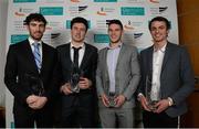 26 November 2014; The Irish Men’s 4x400m Team Brian Murphy, left, Mark English, Craig Lynch and Thomas Barr, was presented with the Performance Team of the Year Award during the National Athletics Awards. Crowne Plaza Hotel, Santry, Co. Dublin. Picture credit: Barry Cregg / SPORTSFILE