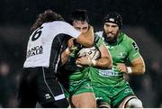 21 November 2014; Ronan Loughney, supported by John Muldoon, Connacht, is tackled by Mauro Bergamasco, Zebre. Guinness PRO12, Round 8, Connacht v Zebre. The Sportsground, Galway. Picture credit: Ramsey Cardy / SPORTSFILE