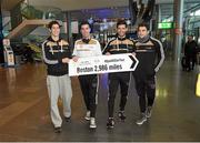 27 November 2014; Dublin players, from left, Rory O'Carroll, Michael Darragh Macauley, Cian O'Sullivan and Bernard Brogan at Dublin Airport ahead of their trip to Boston for the GAA / GPA Opel All Star Tour 2014. Opel Ireland is the official car partner of the GAA and GPA. For more information check out www.opel.ie #OpelAllStarTour. Dublin Airport, Dublin. Picture credit: Pat Murphy / SPORTSFILE