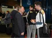 27 November 2014; Dublin's Michael Darragh Macauley with Dublin manager Jim Gavin at Dublin Airport ahead of their trip to Boston for the GAA / GPA Opel All Star Tour 2014. Opel Ireland is the official car partner of the GAA and GPA. For more information check out www.opel.ie #OpelAllStarTour. Dublin Airport, Dublin. Picture credit: Pat Murphy / SPORTSFILE