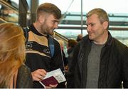 27 November 2014; Mayo's Aidan O'Shea and James Horan, right, at Dublin Airport ahead of their trip to Boston for the GAA / GPA Opel All Star Tour 2014. Opel Ireland is the official car partner of the GAA and GPA. For more information check out www.opel.ie #OpelAllStarTour. Dublin Airport, Dublin. Picture credit: Pat Murphy / SPORTSFILE