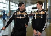 27 November 2014; Dublin's Cian O'Sullivan, left, and Rory O'Carroll at Dublin Airport ahead of their trip to Boston for the GAA / GPA Opel All Star Tour 2014. Opel Ireland is the official car partner of the GAA and GPA. For more information check out www.opel.ie #OpelAllStarTour. Dublin Airport, Dublin. Picture credit: Pat Murphy / SPORTSFILE