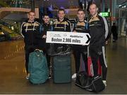 27 November 2014; Donegal players, from left, Neil McGee, Ryan McHugh, Michael Murphy, Patrick McBrearty and Neil Gallagher at Dublin Airport ahead of their trip to Boston for the GAA / GPA Opel All Star Tour 2014. Opel Ireland is the official car partner of the GAA and GPA. For more information check out www.opel.ie #OpelAllStarTour. Dublin Airport, Dublin. Picture credit: Pat Murphy / SPORTSFILE