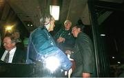 15 February 1995; Republic of Ireland manager Jack Charlton boards the team bus after the game. International Friendly, Republic of Ireland v England, Lansdowne Road, Dublin. Picture credit; David Maher / SPORTSFILE