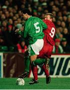 15 February 1995; Paul McGaath, Republic of Ireland, in action against Alan Shearer, England. International Friendly, Republic of Ireland v England, Lansdowne Road, Dublin. Picture credit; Ray McManus / SPORTSFILE
