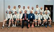 27 November 2014; FAI CEO John Delaney, pictured, with the Irish Amputee Football Squad as they depart Dublin for their debut appearance at the Amputee Football World Cup in Culican, Mexico. The team will complete during the 8 day tournament against the elites of the sport, current World Champions Uzbekistan and past winners Great Britain. Maldron Hotel, Dublin Airport. Picture credit: Ramsey Cardy / SPORTSFILE