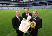 18 July 2007; The GAA and Vhi Healthcare announced details of a nationwide initiative to help GAA clubs tackle the phenomenon of Sudden Arrhythmia Death Syndrome. At the launch are Nickey Brennan, GAA President, Declan Moran, left, Director, Marketing & Business Development, Vhi Healthcare and Dr Tadhg Crowley, centre, GAA Medical Welfare Committee. Croke Park, Dublin. Picture credit: Ray McManus / SPORTSFILE
