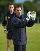 18 July 2007;  Dublin senior football and Bohemians F.C. goalkeeping coach, Gary Matthews, gives handling advice, with Kieran Bazelle, Whitehall Colmcille GAA Club, in the background, at the launch of Garry Matthews Goalkeeping Clinic. DCU Sports Ground, Ballymun, Dublin. Picture credit: Stephen McCarthy / SPORTSFILE