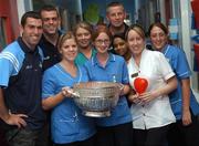 19 July 2007; Dublin players David Henry, left, Paul Casey, second from left, and manager Paul Caffrey, with staff of St. Micheal's Ward, on a visit to Our Lady's Children's Hospital, Crumlin, Dublin. Picture credit: Stephen McCarthy / SPORTSFILE