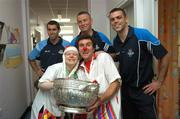 19 July 2007; Dublin's David Henry, left, with manager Paul Caffrey, centre, and Paul Casey with preforming artists, Dr. Giddygoat, left, and Dr. Crazyface, on a visit to Our Lady's Children's Hospital, Crumlin, Dublin. Picture credit: Stephen McCarthy / SPORTSFILE