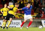 17 July 2007; Damien Curran, Linfield, in action against Anders Svensson, IF Elfsborg. UEFA Champions League, 1st Round, 1st leg, Linfield v IF Elfsborg, Windsor Park, Belfast, Co. Antrim. Picture credit: Oliver McVeigh / SPORTSFILE