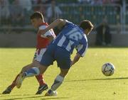 19 July 2007; Anthony Murphy, St Patrick's Athletic, in action against Soren Jensen, Odense. UEFA Cup, 1st Qualifying Round, 1st Leg, St Patrick's Athletic v Odense , Richmond Park, Dublin. Picture credit: Ray Lohan / SPORTSFILE