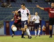 19 July 2007; Francesco Cevoli, SP Libertas, in action against Eamonn Zayed, Drogheda United. UEFA Cup, First Qualifying Round, First leg, SP Libertas v Drogheda United, Stadio Olimpico, Serravalle, San Marino. Picture credit: SPORTSFILE
