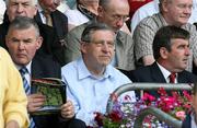 15 July 2007; Liam Mulvihill, Director General of the G.A.A., centre, with Sean McCague, former GAA President, left, and Tom Daly, Ulster GAA council President, at the game. Bank of Ireland Ulster Senior Football Championship Final - Tyrone v Monaghan, St Tighearnach's Park, Clones, Co Monaghan. Picture credit: Oliver McVeigh / SPORTSFILE