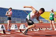 22 July 2007; Waterford athletes, who will compete for Ireland, Christopher Russell and Niamh Whelan, left,  both from the Ferrybank Athletic Club, get in some sprinting practice at the Partizan Stadium, Belgrade, under the watchful eye of coach Karen Mills, right, from Lisburn, Co. Antrim. Both athletes compete in the 100m heats on Monday evening the 23rd of July. European Youth Olympics, Belgrade, Serbia. Picture credit; Tomás Greally / SPORTSFILE