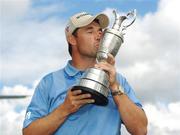 23 July 2007; The Open Championship winner Padraig Harrington with the Golf Champion Trophy (Claret Jug) on his arrival home at Weston airport, Leixlip, Co. Kildare. Picture credit: Caroline Quinn / SPORTSFILE