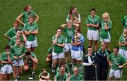 28 September 2014; Dejected Fermanagh players and backroom staff after the game. TG4 All-Ireland Ladies Football Intermediate Championship Final, Down v Fermanagh. Croke Park, Dublin. Picture credit: Ray McManus / SPORTSFILE