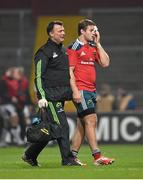 28 November 2014; Pat Howard, Munster, leaves the field after picking up an injury during the first half. Guinness PRO12, Round 9, Munster v Ulster. Thomond Park, Limerick. Picture credit: Stephen McCarthy / SPORTSFILE