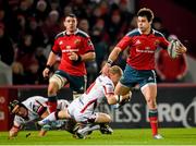28 November 2014; Gerhard van den Heever, Munster, is tackled by Paul Marshall, Ulster. Guinness PRO12, Round 9, Munster v Ulster. Thomond Park, Limerick. Picture credit: Stephen McCarthy / SPORTSFILE