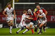 28 November 2014; Duncan Williams, Munster, is tackled by Paul Marshall, and Rory Best, right, Ulster. Guinness PRO12, Round 9, Munster v Ulster, Thomond Park, Limerick. Picture credit: Diarmuid Greene / SPORTSFILE