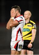 28 November 2014; Ian Humphreys, Ulster, reacts after missing a last minute conversion. Guinness PRO12, Round 9, Munster v Ulster, Thomond Park, Limerick. Picture credit: Stephen McCarthy / SPORTSFILE