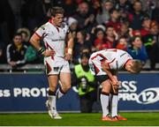 28 November 2014; Ulster's Michael Heaney, right, and Craig Gilroy react during the game. Guinness PRO12, Round 9, Munster v Ulster, Thomond Park, Limerick. Picture credit: Diarmuid Greene / SPORTSFILE