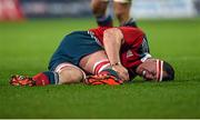 28 November 2014; Robin Copeland, Munster, holds his leg after a collision. Guinness PRO12, Round 9, Munster v Ulster, Thomond Park, Limerick. Picture credit: Diarmuid Greene / SPORTSFILE