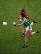 28 September 2014; Aisling Moane, Fermanagh, in action against Niamh McGowan, Down. TG4 All-Ireland Ladies Football Intermediate Championship Final, Down v Fermanagh. Croke Park, Dublin. Picture credit: Ray McManus / SPORTSFILE