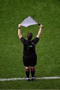 28 September 2014; A linesperson flags the attention of the referee during the game. TG4 All-Ireland Ladies Football Intermediate Championship Final, Down v Fermanagh. Croke Park, Dublin. Picture credit: Ray McManus / SPORTSFILE