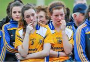 29 November 2014; Rebecca Brennan and Eala Ni Chumhaill, St. Ciaran's, show their dejection after the game. TESCO Homegrown All Ireland Junior Club Championship Final, Murroe Boher, Limerick v St. Ciaran's, Roscommon, Ballinasloe, Co. Galway. Picture credit: Ray Ryan / SPORTSFILE