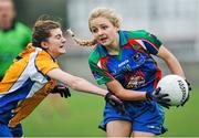 29 November 2014; Grainne Regan, Murroe Boher, in action against Chloe Whyte-Lennon, St. Ciaran's. TESCO Homegrown All Ireland Junior Club Championship Final, Murroe Boher, Limerick v St. Ciaran's, Roscommon, Ballinasloe, Co. Galway. Picture credit: Ray Ryan / SPORTSFILE