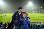29 November 2014; Leinster supporters Stephen Murtagh and Eoin Murtagh, 12, from Killiney in Dublin, ahead of the game. Leinster Fans at Leinster v Ospreys, Guinness PRO12 Round 9, RDS, Ballsbridge, Dublin. Picture credit: Piaras O Midheach / SPORTSFILE