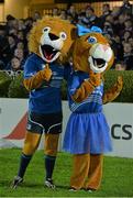 29 November 2014; Leona the Lioness and Leo the Lion Celebrate One Year Anniversary at Guinness PRO12, Round 9, Leinster v Ospreys, RDS, Ballsbridge, Dublin Picture credit: Brendan Moran / SPORTSFILE