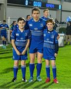 29 November 2014; Bank of Ireland Mascots Niall O'Kane, aged 10, left, and his brother Conor O' Kane, aged 7, with Leinster captain Eoin Reddan ahead of the Guinness PRO12, Round 9, match between Leinster v Ospreys, RDS, Ballsbridge, Dublin. Picture credit: Brendan Moran / SPORTSFILE