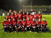 29 November 2014; The New Ross RFC team with Leinster players Rob Kearney and Jack McGrath before the game. Bank of Ireland's Half-Time Minis League at Guinness PRO12, Round 9, match Leinster v Ospreys, RDS, Ballsbridge, Dublin. Picture credit: Piaras O Midheach / SPORTSFILE