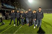 29 November 2014; Leinster Under-18 Club squad do a lap of honour at half time during the Leinster v Ospreys, Guinness PRO12 Round 9 match. Picture credit: Brendan Moran / SPORTSFILE