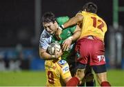 29 November 2014; Denis Buckley, Connacht, is tackled by Regan King, right, and Aled Davies, Scarlets. Guinness PRO12, Round 9, Connacht v Scarlets, The Sportsground, Galway. Picture credit: Matt Browne / SPORTSFILE