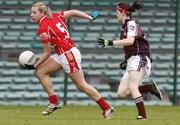 21 July 2007; Linda Barrett, Cork, in action against Ger Conneally, Galway. TG4 All-Ireland Ladies Football Championship Group 2, Cork v Galway, Gaelic Grounds, Co. Limerick. Picture credit: James Horan / SPORTSFILE  *** Local Caption ***