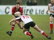 30 January 2007; Ciaran O'Boyle, Munster A, is tackled by Bryn Cunningham, Ulster A. Ulster A v Munster A. Shawsbridge Rugby Ground, Belfast, Co. Antrim. Picture Credit: Oliver McVeigh / SPORTSFILE