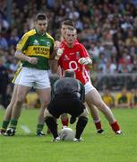 1 July 2007; Referee Marty Duffy prepares to throw the ball in to start the game. Bank of Ireland Munster Senior Football Championship Final, Kerry v Cork, Fitzgerald Stadium, Killarney, Co. Kerry. Picture credit: Ray McManus / SPORTSFILE