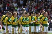 1 July 2007; The Kerry players stand for the national anthem. Bank of Ireland Munster Senior Football Championship Final, Kerry v Cork, Fitzgerald Stadium, Killarney, Co. Kerry. Picture credit: Ray McManus / SPORTSFILE