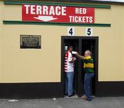1 July 2007; Cork and Kerry supporters make their way through the turnstiles. Bank of Ireland Munster Senior Football Championship Final, Kerry v Cork, Fitzgerald Stadium, Killarney, Co. Kerry. Picture credit: Ray McManus / SPORTSFILE