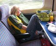 1 July 2007; A Kerry supporter on the train on her way to the game. Bank of Ireland Munster Senior Football Championship Final, Kerry v Cork, Fitzgerald Stadium, Killarney, Co. Kerry. Picture credit: Ray McManus / SPORTSFILE