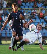 25 July 2007; Samuel Morrow, Derry City, in action against Alexandr Tadevosyan, FC Pyunik. UEFA Champions League, 1st Round, 2nd leg, Derry City vs FC Pyunik, Hanrapetakan Stadium, Yerevan, Armenia. Picture credit: Gevorg Burnuchyan / SPORTSFILE