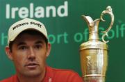27 July 2007; Open Championship winner Padraig Harrington, alongside the Claret Jug, speaking at a press conference to announce details of the Audi Padraig Harrington Golf Classic. The K Club, Straffan, Co. Kildare. Picture credit: Pat Murphy / SPORTSFILE