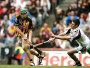 28 July 2007; Kilkenny's Eddie Brennan scores his side's second and his first goal past Galway goalkeeper Colm Callanan. Guinness All-Ireland Senior Hurling Championship Quarter-Final, Kilkenny v Galway, Croke Park, Dublin. Picture credit; Brendan Moran / SPORTSFILE